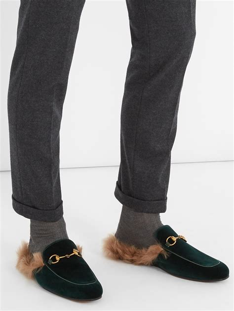 gucci loafers with fur men|gucci monogram loafers men.